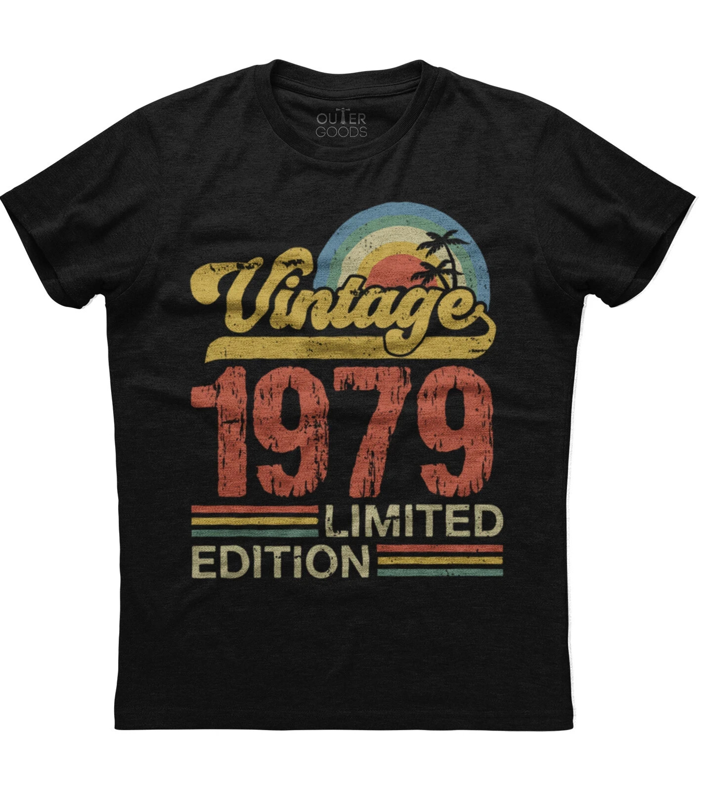 Birthday Gift Classic Old Vintage 1979 Limited Edition Rainbow Palm Tree T-shirt
