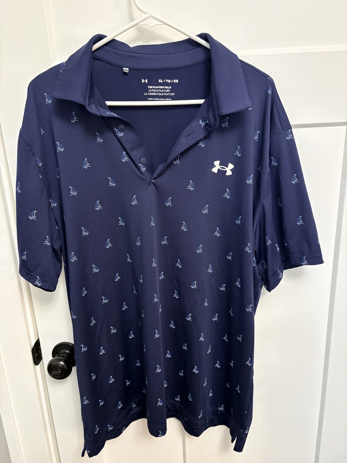Under Armour The Playoff Polo XL Navy Sailboat Print