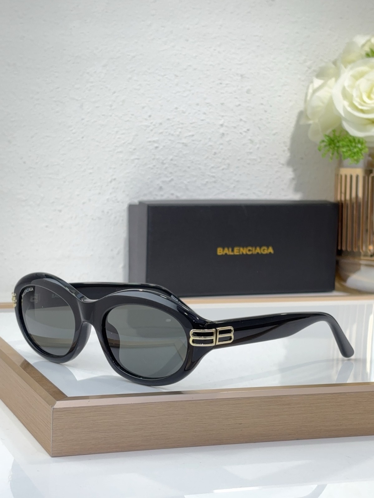 Balenciaga BB0431S Oval Sunglasses Black Frame 54 口 20-140 Fashion Outdoor New