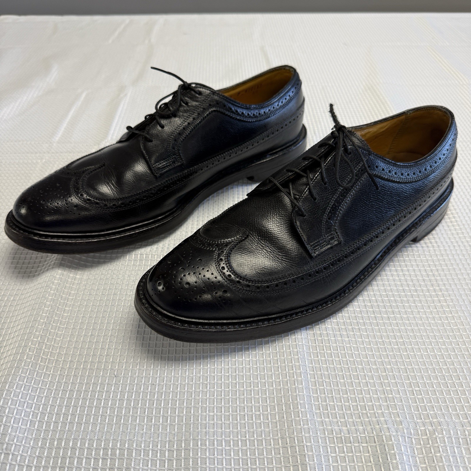 Vtg 1971 Florsheim Imperial Kenmoor 92604 Black Wingtip V Cleat Dress Shoes 12D