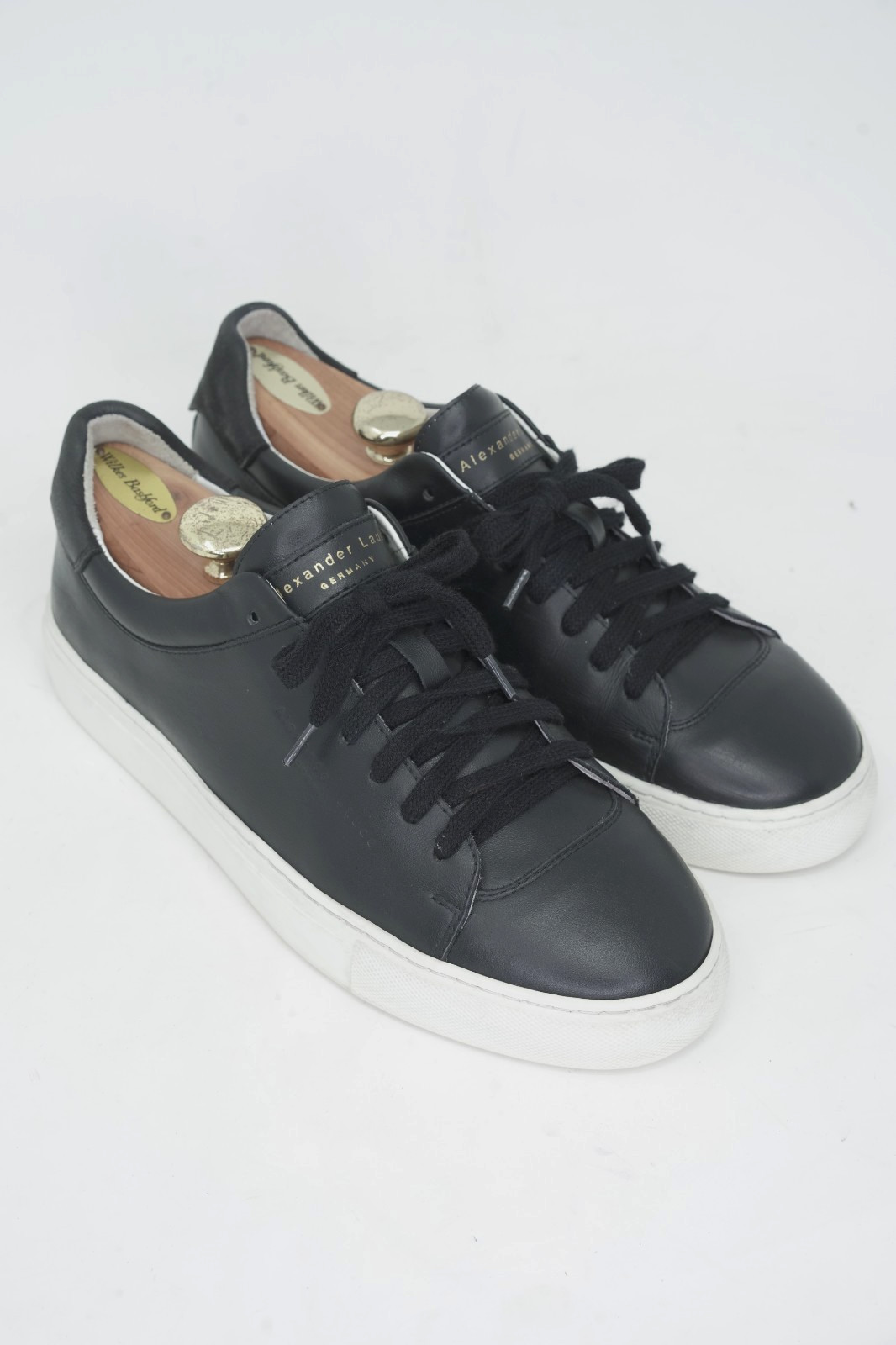 ALEXANDER LAUDE Germany Leather Low Top Sneakers Shoes Black White US 10.5 EU 44