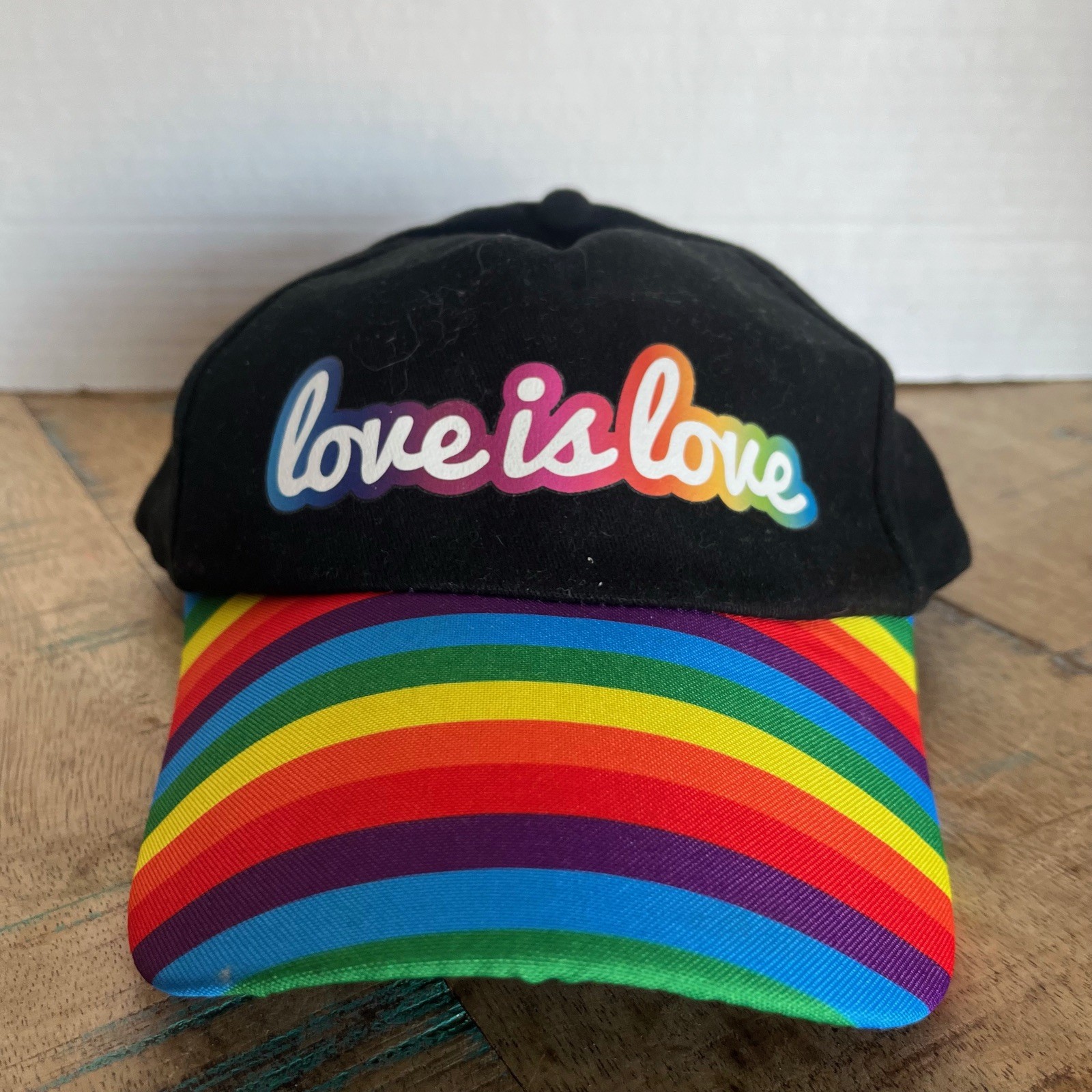 Love Is Love Rainbow Black Hat Adjustable Adult Size OSFA Hat Baseball Cap