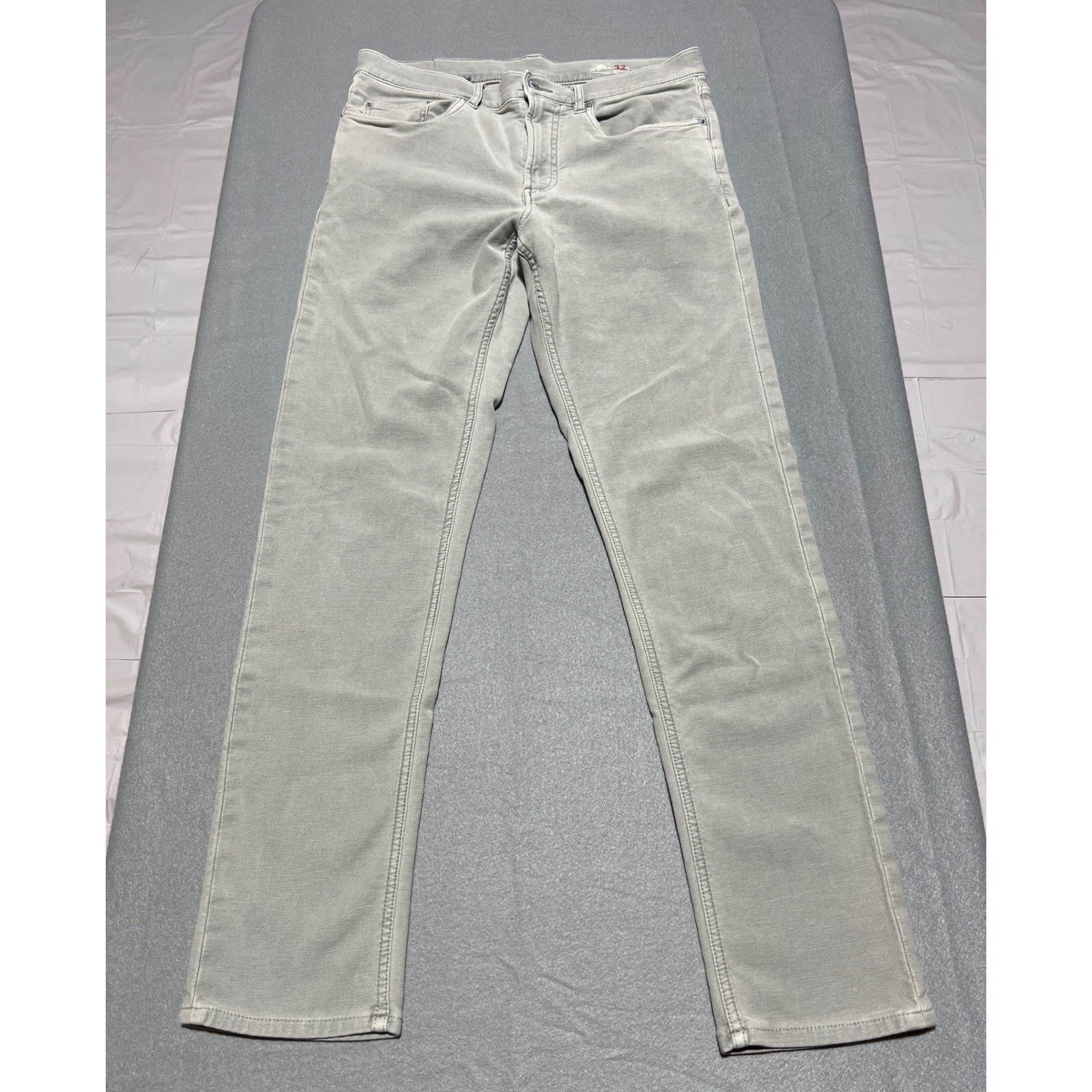Faherty Brand Mens 32 Light Grey Stretch 5-Pocket Slim Straight Pants MBC0020