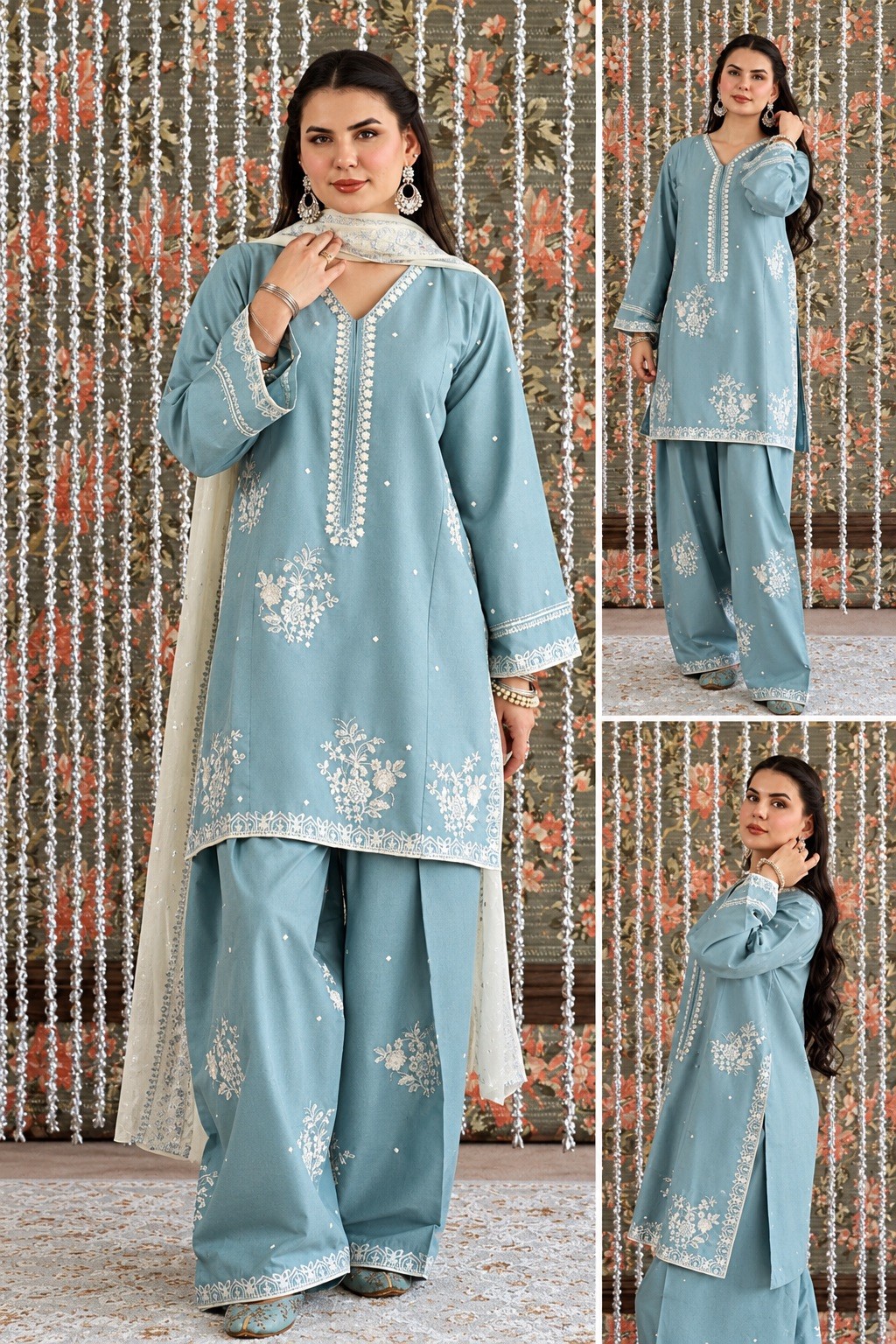 Pakistani Salwar Kameez Ready To Wear Dress 3 Piece Suit Wedding Party (Large)