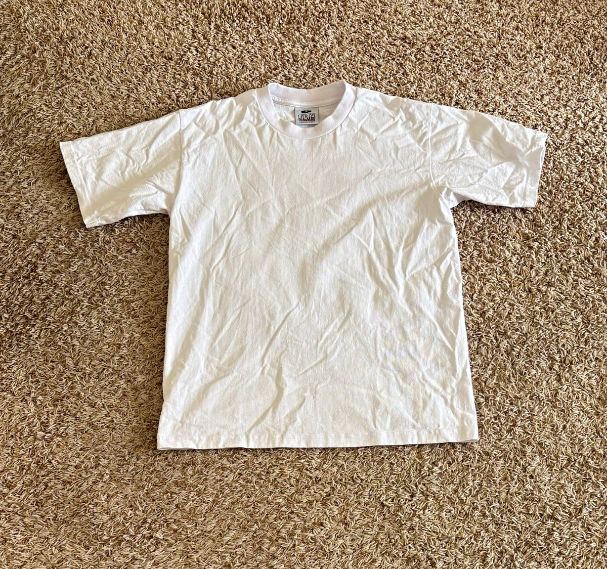 Pro Club Men\'s Heavyweight Cotton Knit Crew Neck T-Shirt White Size M