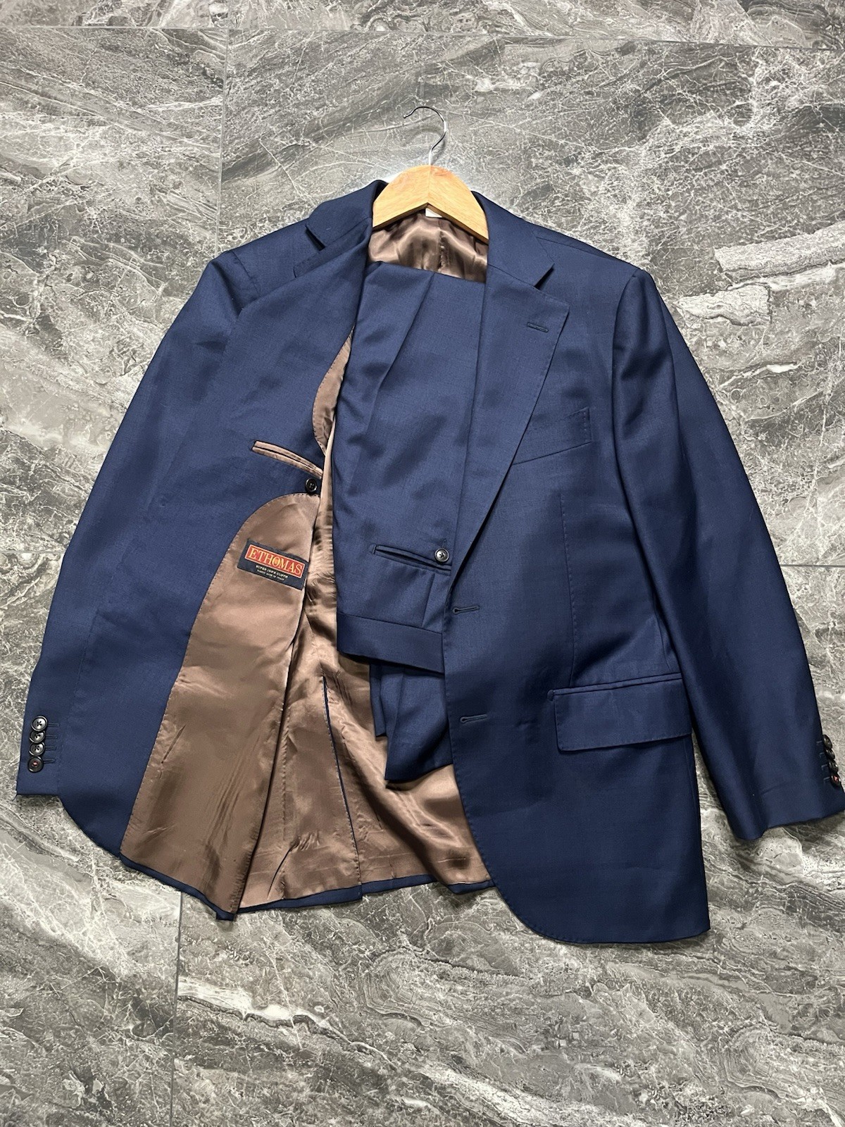Suitsupply La Spalla E.Thomas Wool Navy Blue Suit 38s 150s Pants 32x25 Italy