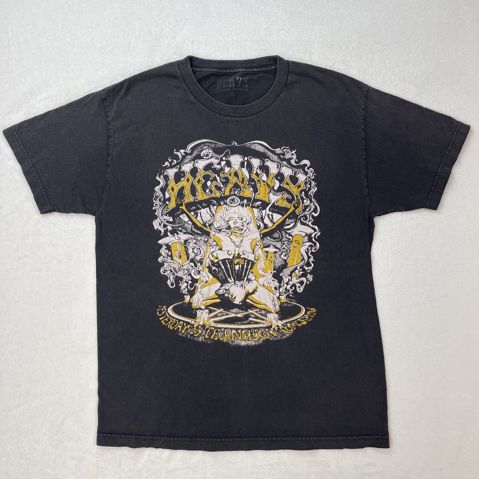 VERY RARE Heavy Motorcycle Psychedelic T Shirt Biker Chopper Harley Rock Black M
