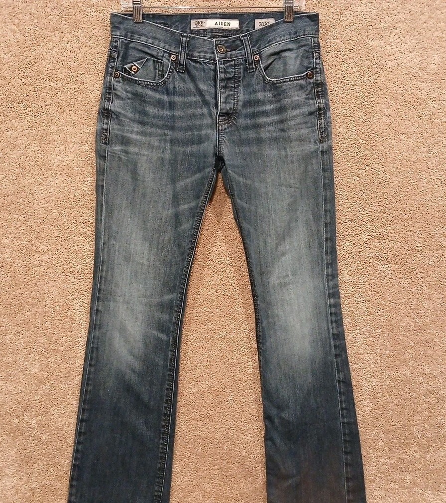 BKE Buckle Aiden Bootcut Jeans Mens XL Dark Wash Blue Premium 100% Cotton Denim