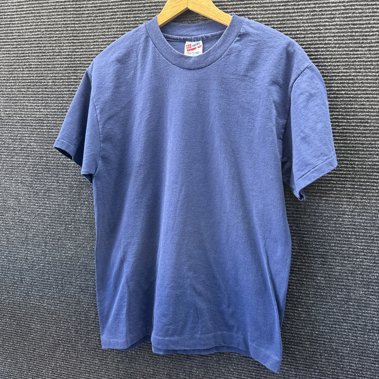Vtg 90s Hanes Heavyweight 50/50 Single Stitch T-Shirt BLANK Blue Men\'s Large