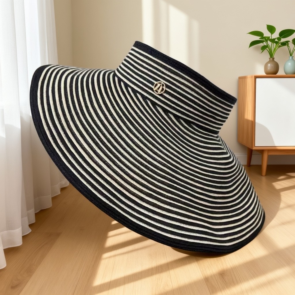 Womens Empty Top Wide Brim Straw Sun Hat Foldable Roll Up Beach Travel