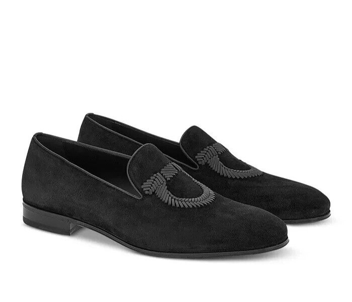 NiB Salvatore Ferragamo Men\'s Libero Gancio Suede Black Loafers Size 9 FLD221