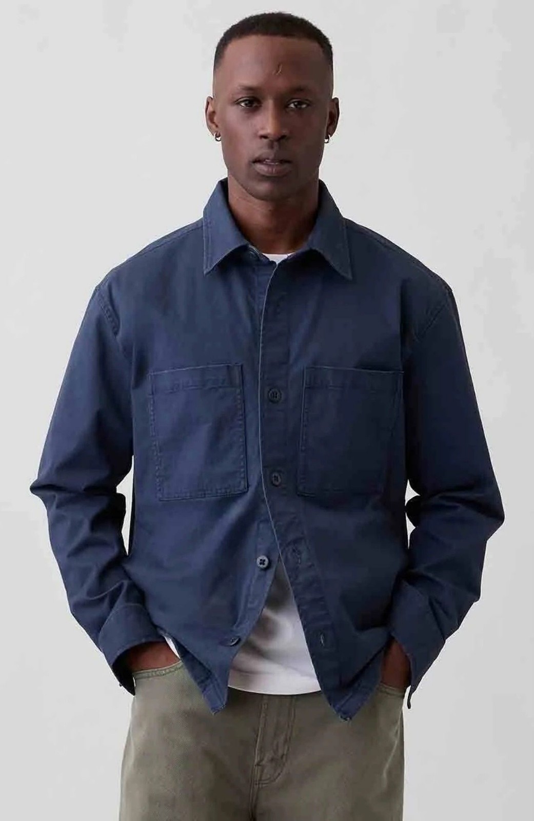 NWT Gap Mens Heavy Twill Shirt Jacket, Sz L, Blue Shacket, Urban Outdoor Utility
