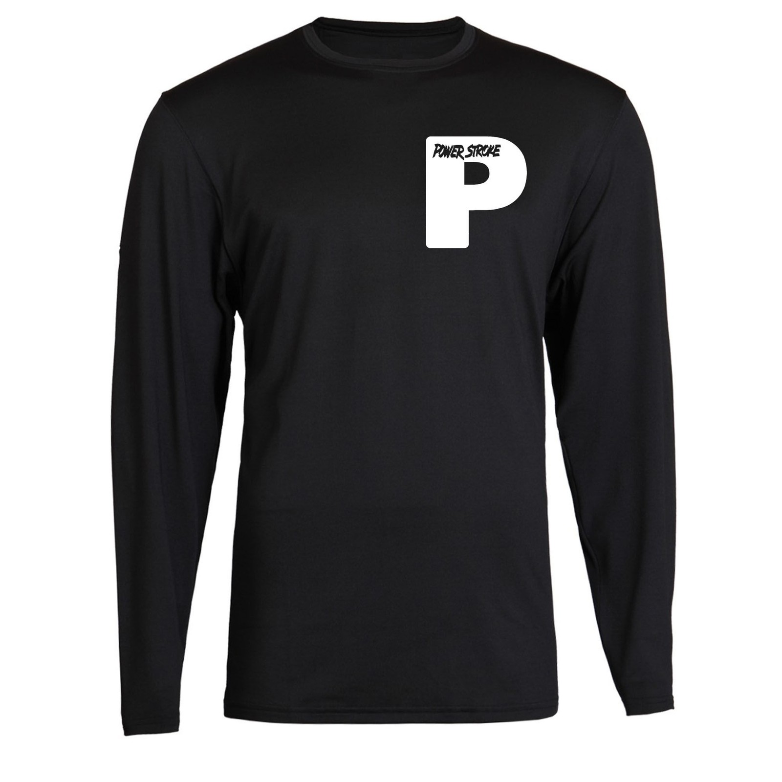 White Powerstroke Small P T-Shirt Unisex Black Color Front S - 2XL Long Sleeve