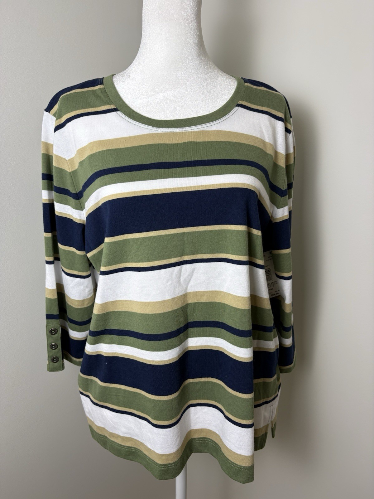 Southern Lady Petite Women\'s Size PM Striped 3/4 Sleeve Top
