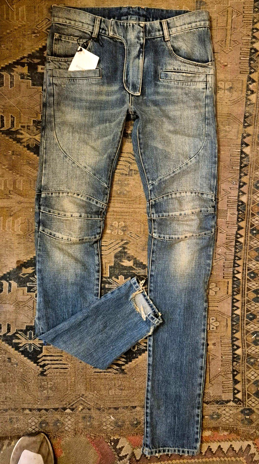 NWT Balmain Paris Men\'s Moto Biker jeans SIZE 28/29 WAIST. RETAIL $855