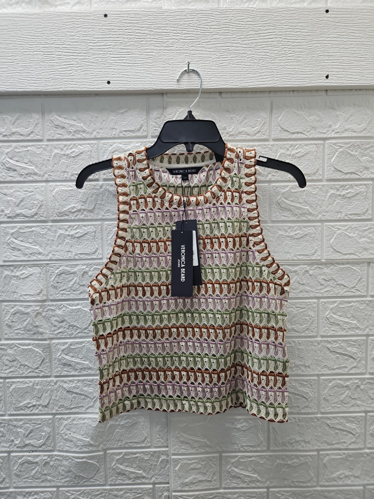 New Veronica Beard Rhett Crochet Tank Top Sz S