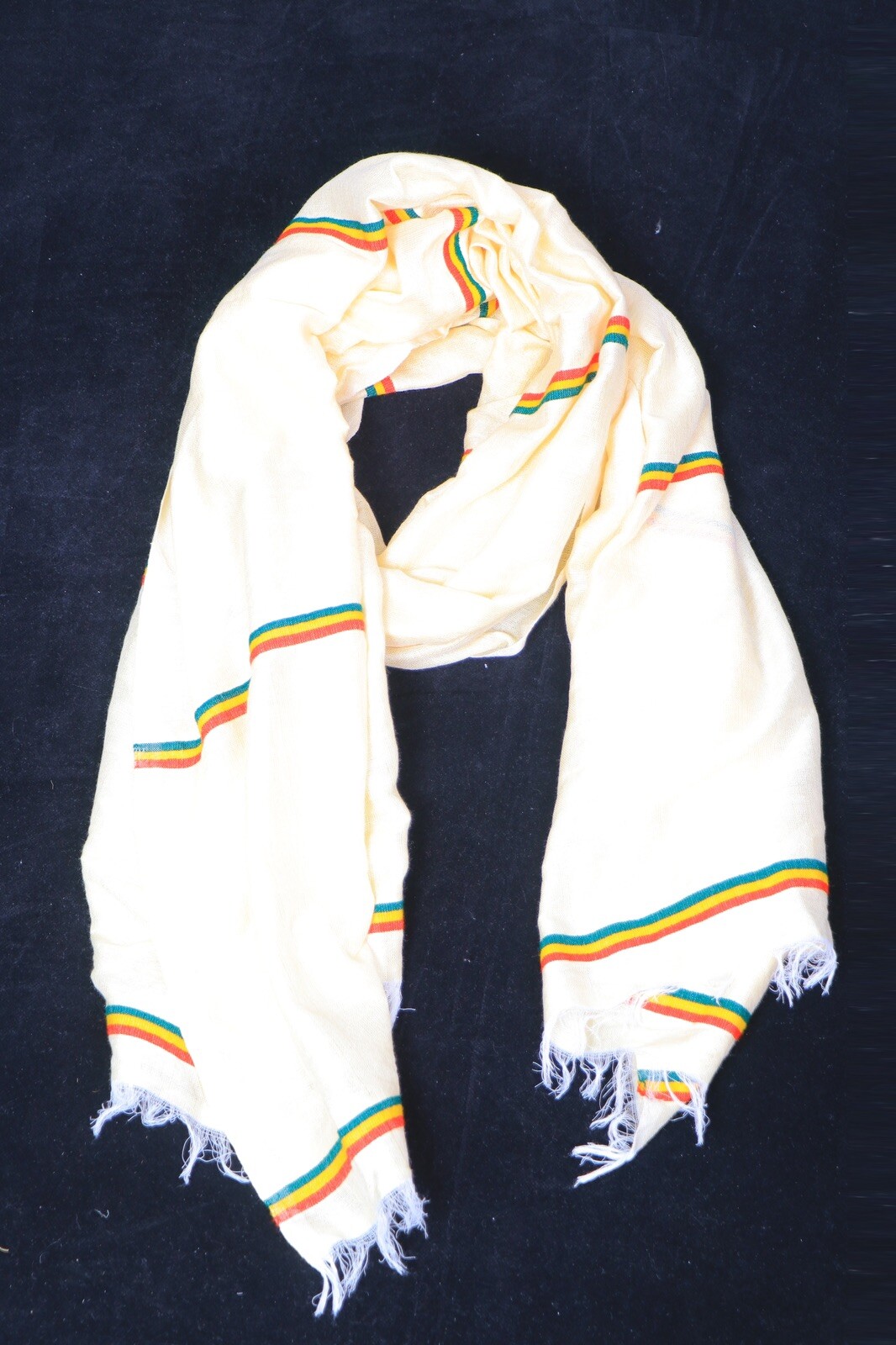 Ethiopian Hand Made Cotton Shawl Scarf Green,yellow,red,