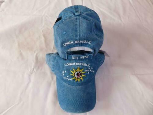 Conch Republic Key West Florida FL USA America Washed Light Blue Cotton Cap 