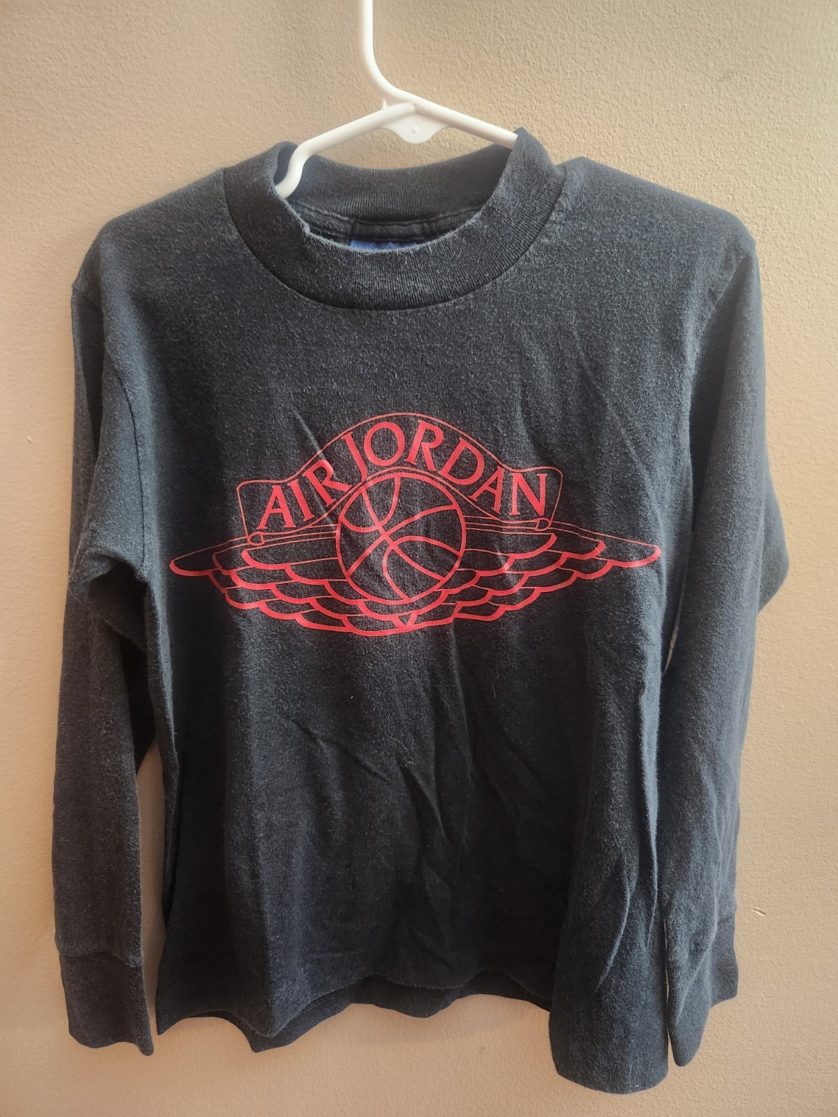Vintage 80s Nike Air Jordan Wings Logo Blue Tag T Shirt Boys Size S Made in USA