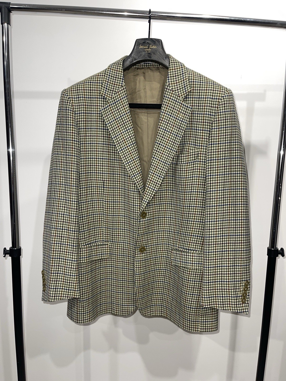 Vintage Lanificio Tallia Galoppo Wool Blazer Jacket Mens 52 42 Houndstooth Italy