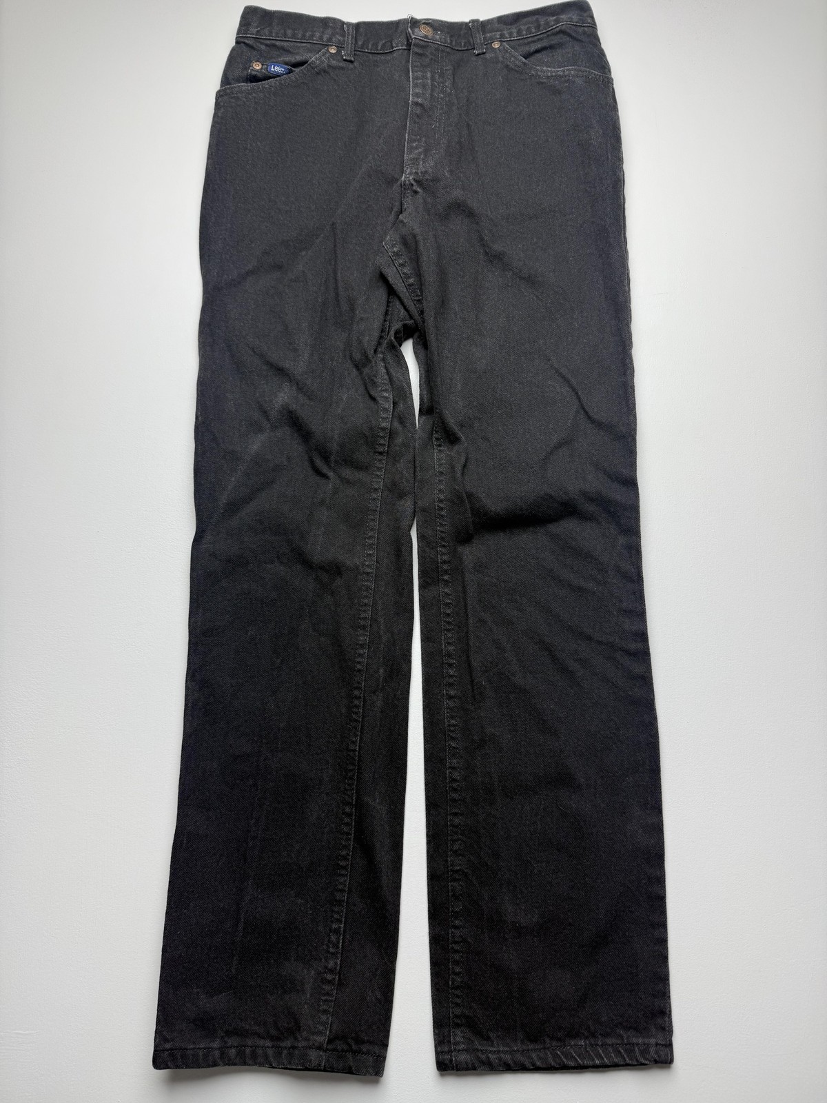 Vintage Lee Genuine Jeans Mens 34x34 Black Black Denim Straight Leg USA VTG