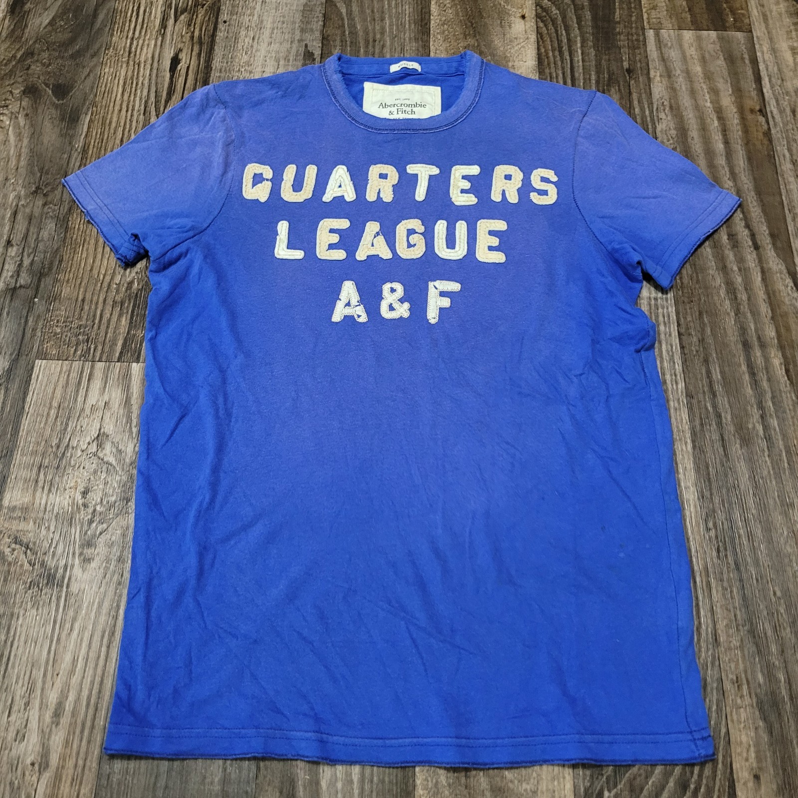 Vtg Y2K Abercrombie & Fitch Mens L Muscle Tee T-Shirt A&F Faded Quarters League