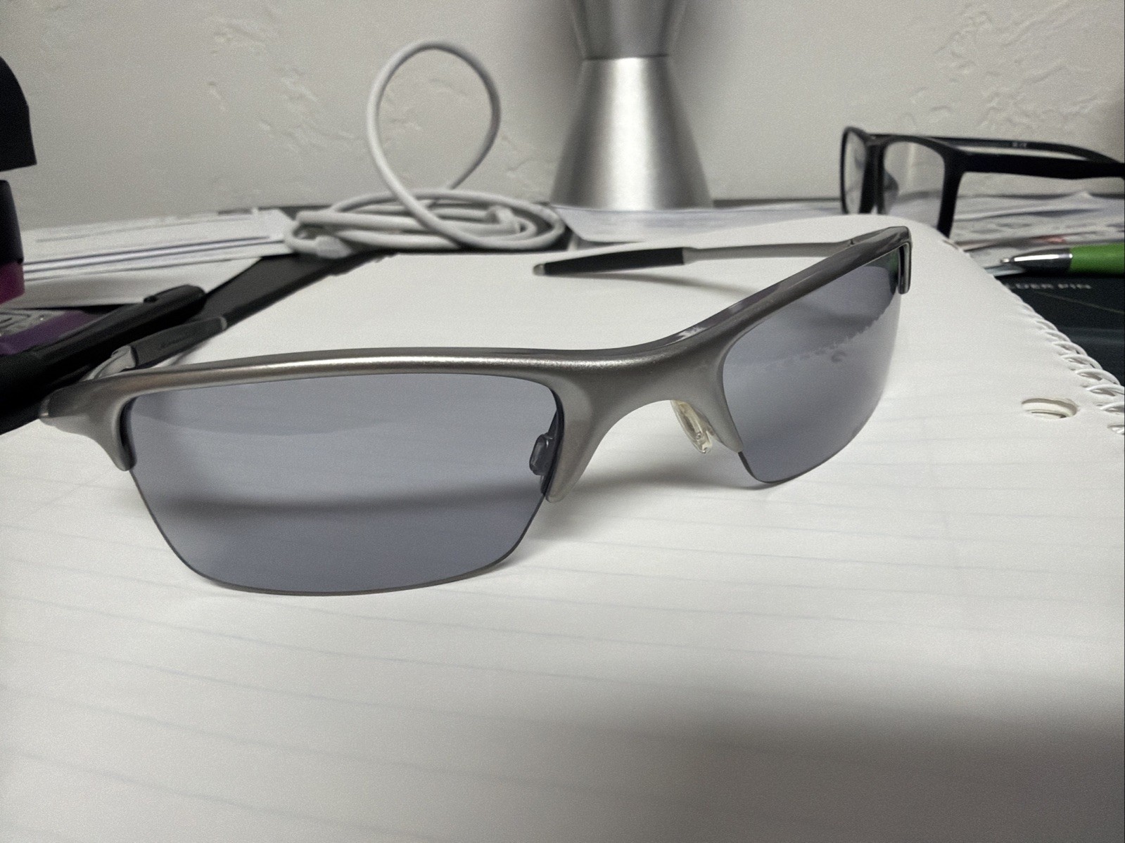 Oakley Razrwire Sunglasses Mercury / Light Grey PERFECT NO SCRATCHES