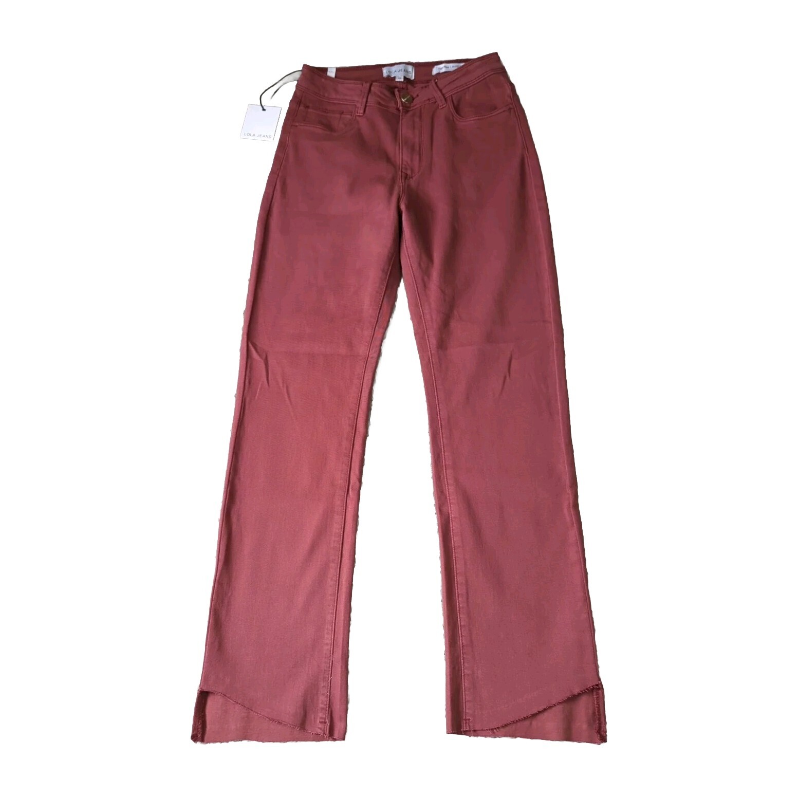 Lola Jeans Womens 27 Merlot Red KATE-MO High Rise Slim Step Hem NWT Stretch