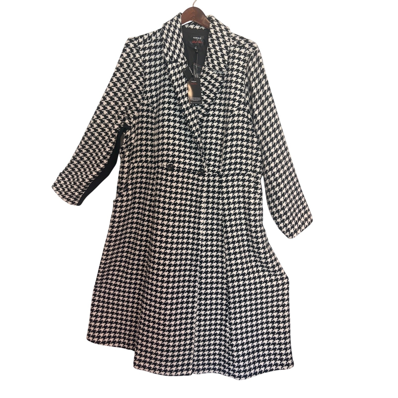 Torrid Marilyn Monroe Black White Houndstooth Coat 4X FitFlare Wool Trendy Retro
