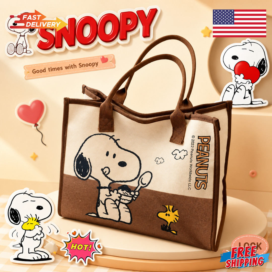 Peanuts Snoopy Joe Cool Large Canvas Tote Shoulder Bag Unisex New