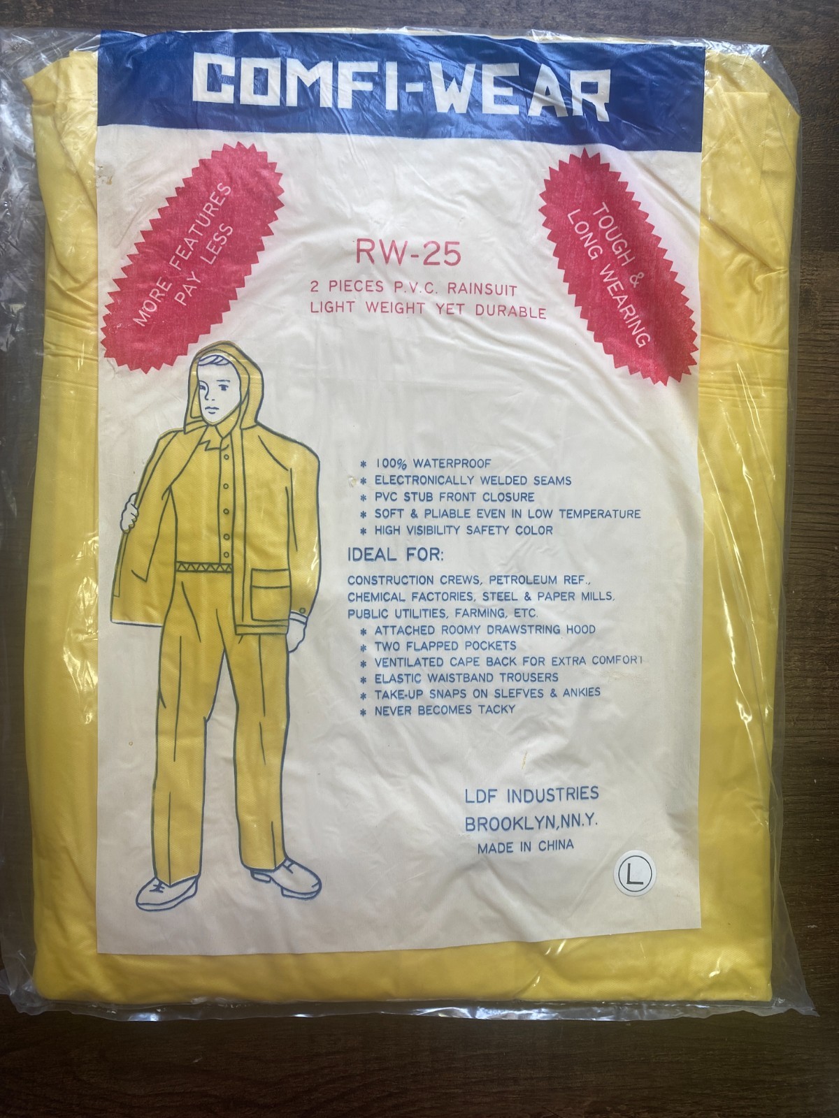 Comfi-Wear - 2 Piece Rain Suit – Waterproof Jacket & Pants  RW 25 – Yellow - L