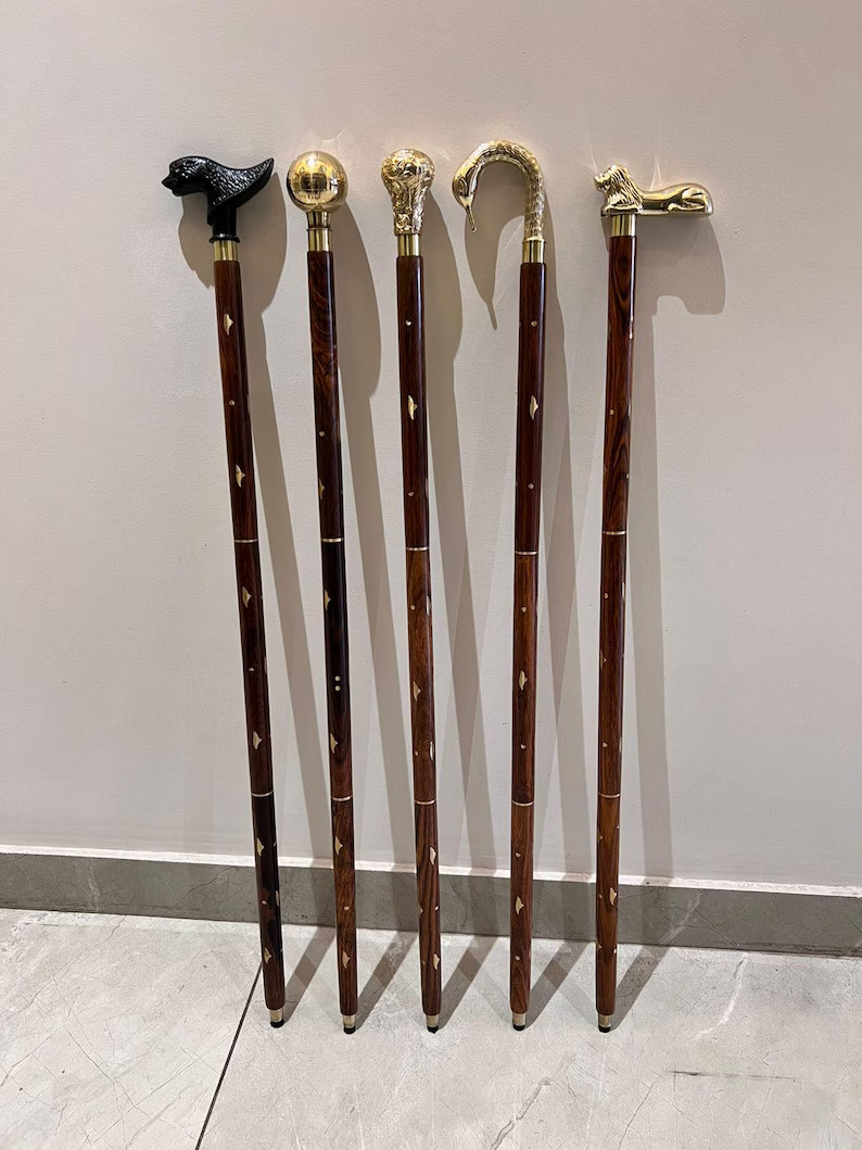 BOGO OFFER- 5 Pcs Walking Stick Premium Exotic Wood Unique Vintage Style Cane