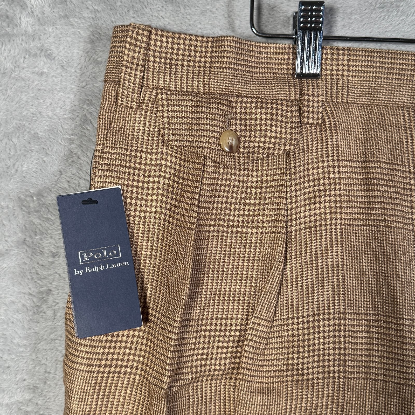 Polo Ralph Lauren Pants Mens 38x32 Brown Glen Plaid Whitman RELAXED Fit $298