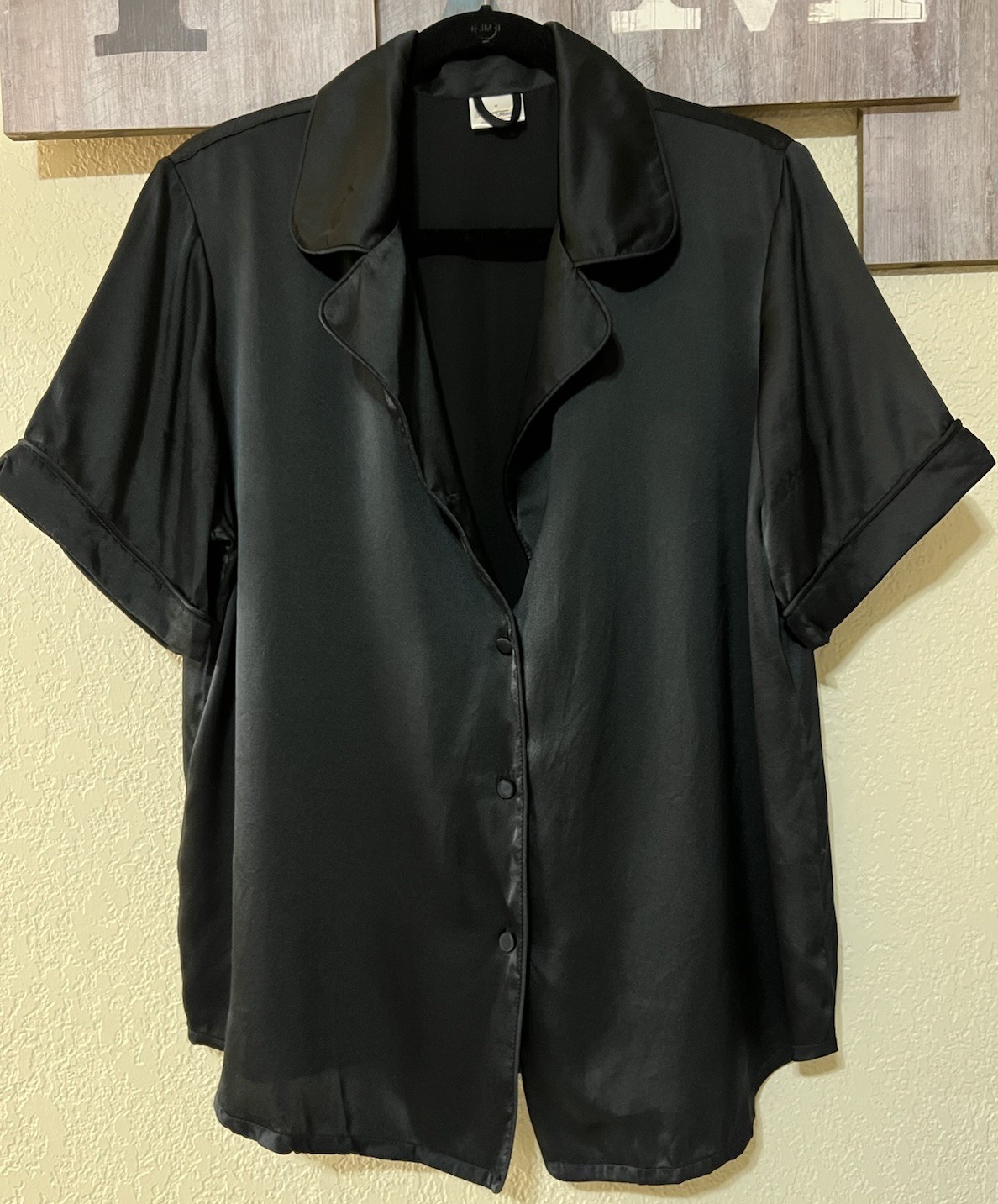 Fishers Finery Black Pajama Top, Read Desc.