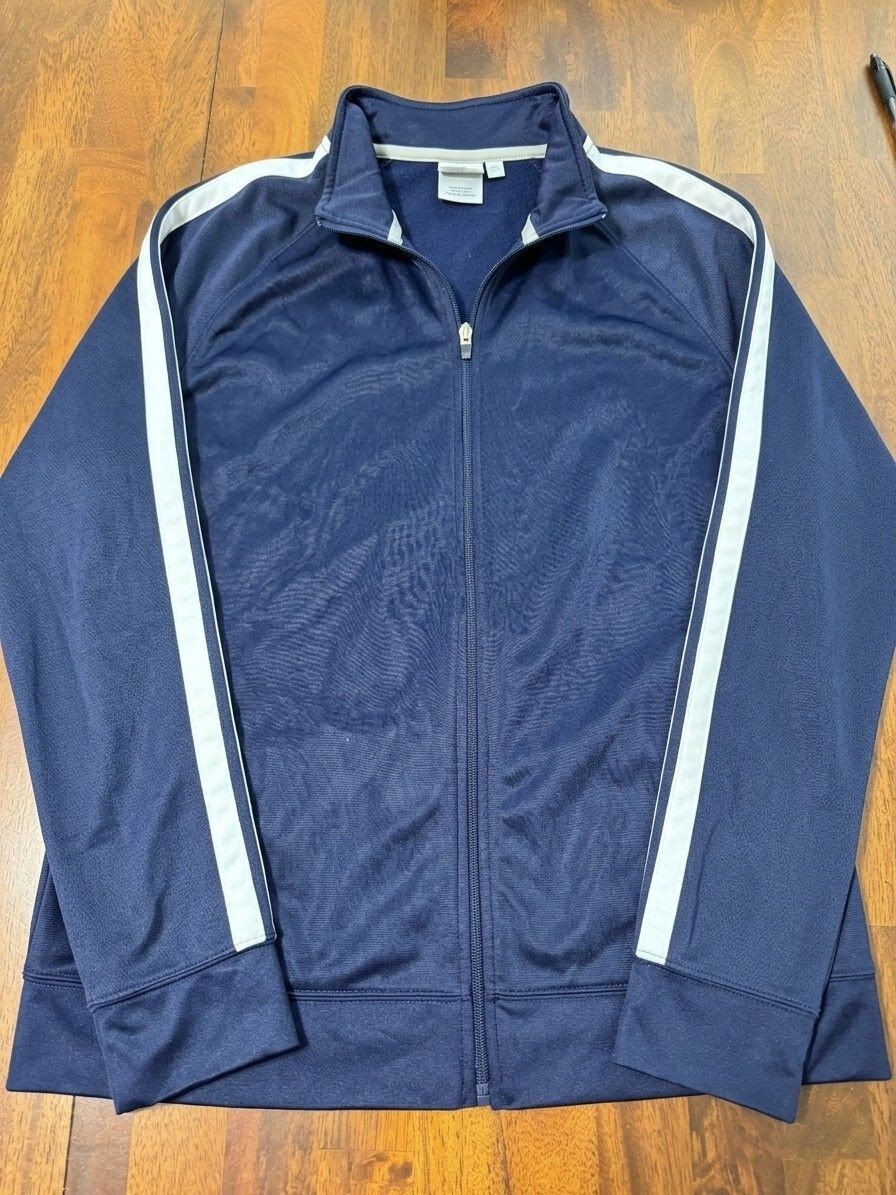 C9 by Champion Navy Blue Track Jacket Mens Large Full Zip White Stripe Athletic