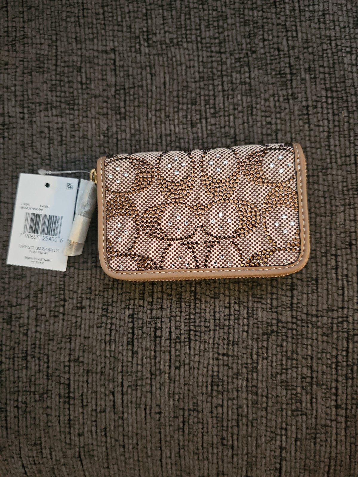 NWT Coach Essential Small Zip Around Card Case CRYSTAL Signature Jacquard CX244