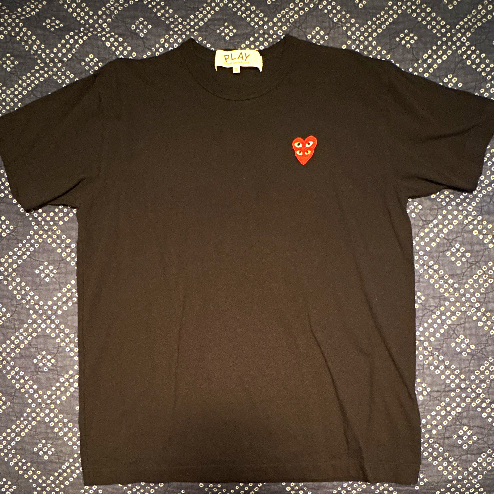 Comme des Garcons PLAY Black Red Heart Logo Crew Neck Short Sleeve Tee 2XL