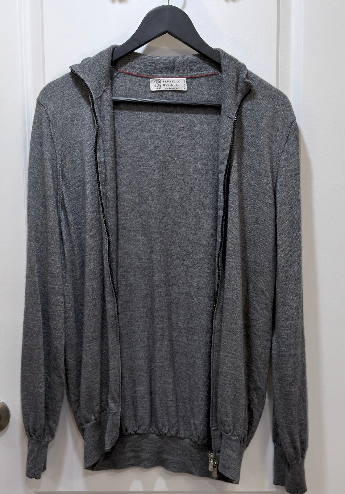 Brunello Cucinelli Men\'s Cashmere Silk Full Zip Cardigan Sweater Size 54 XL Gray