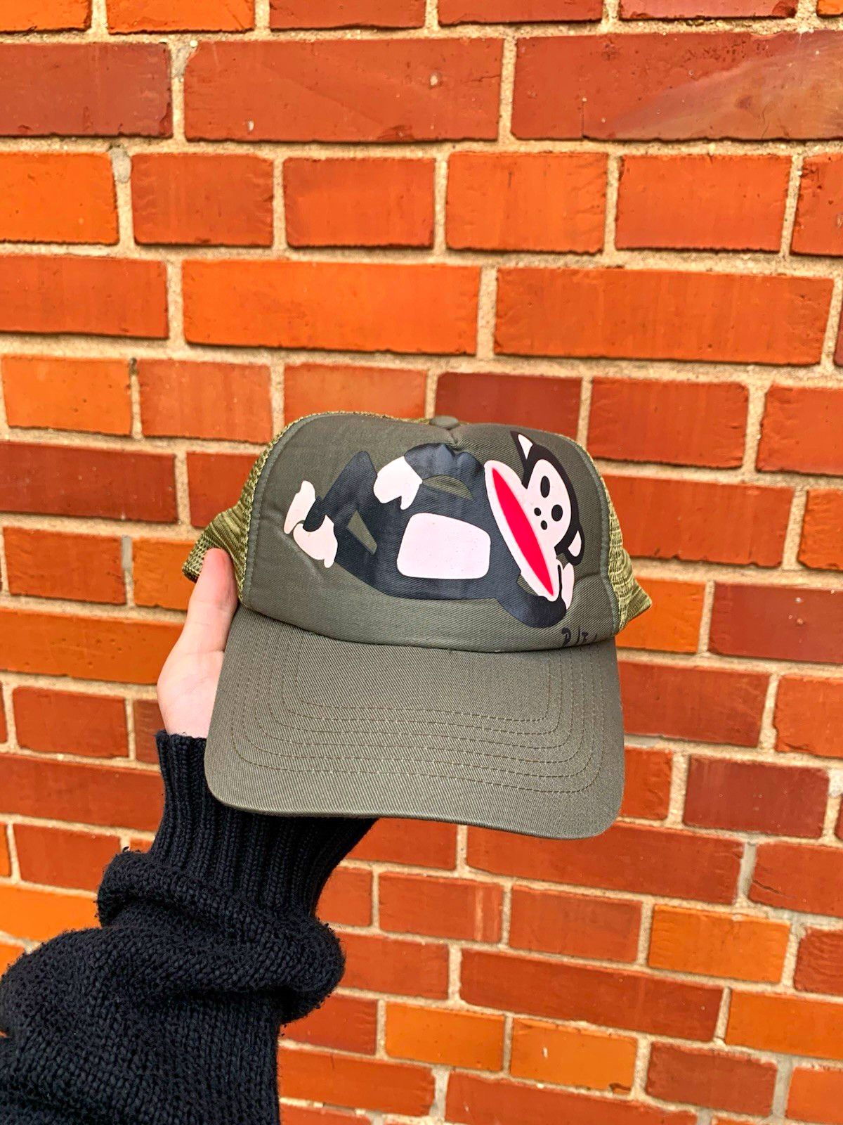 Vintage BAPE x Futura Trucker Cap Mesh Cappy Olive BAPE Head Nigo Era Rare⁠