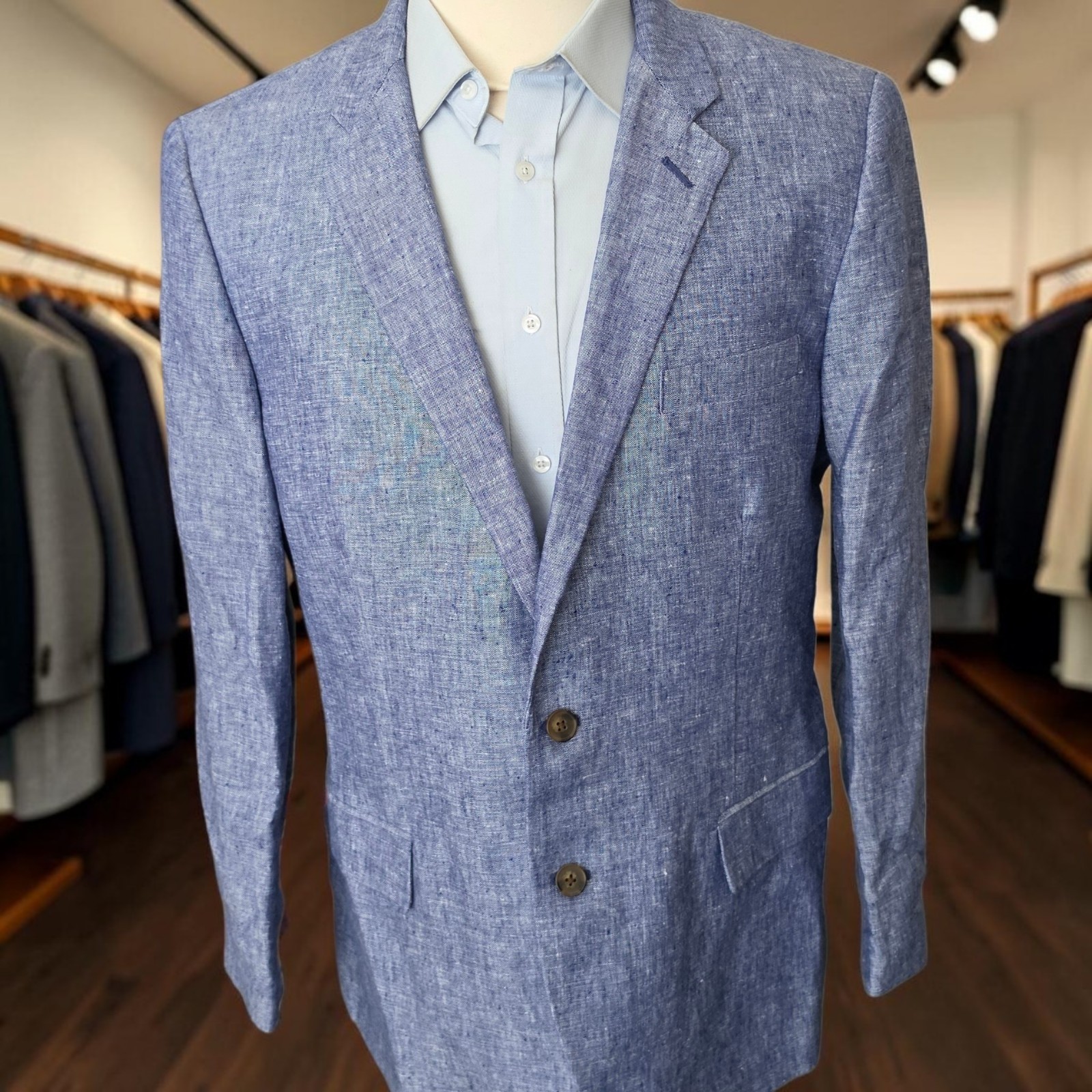 New J. Crew Linen Blazer 46r Thompson Dual Vent Blue Linen