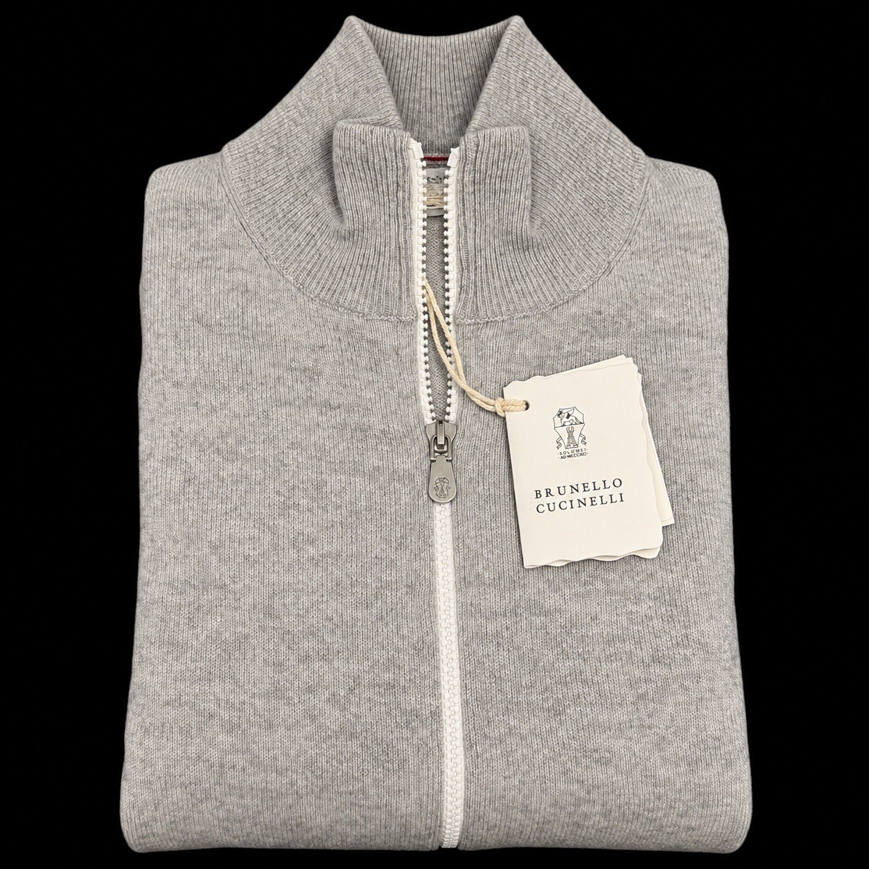 Brunello Cucinelli Full Zip Cardigan Cashmere Mens 50 / USA Large Light Grey