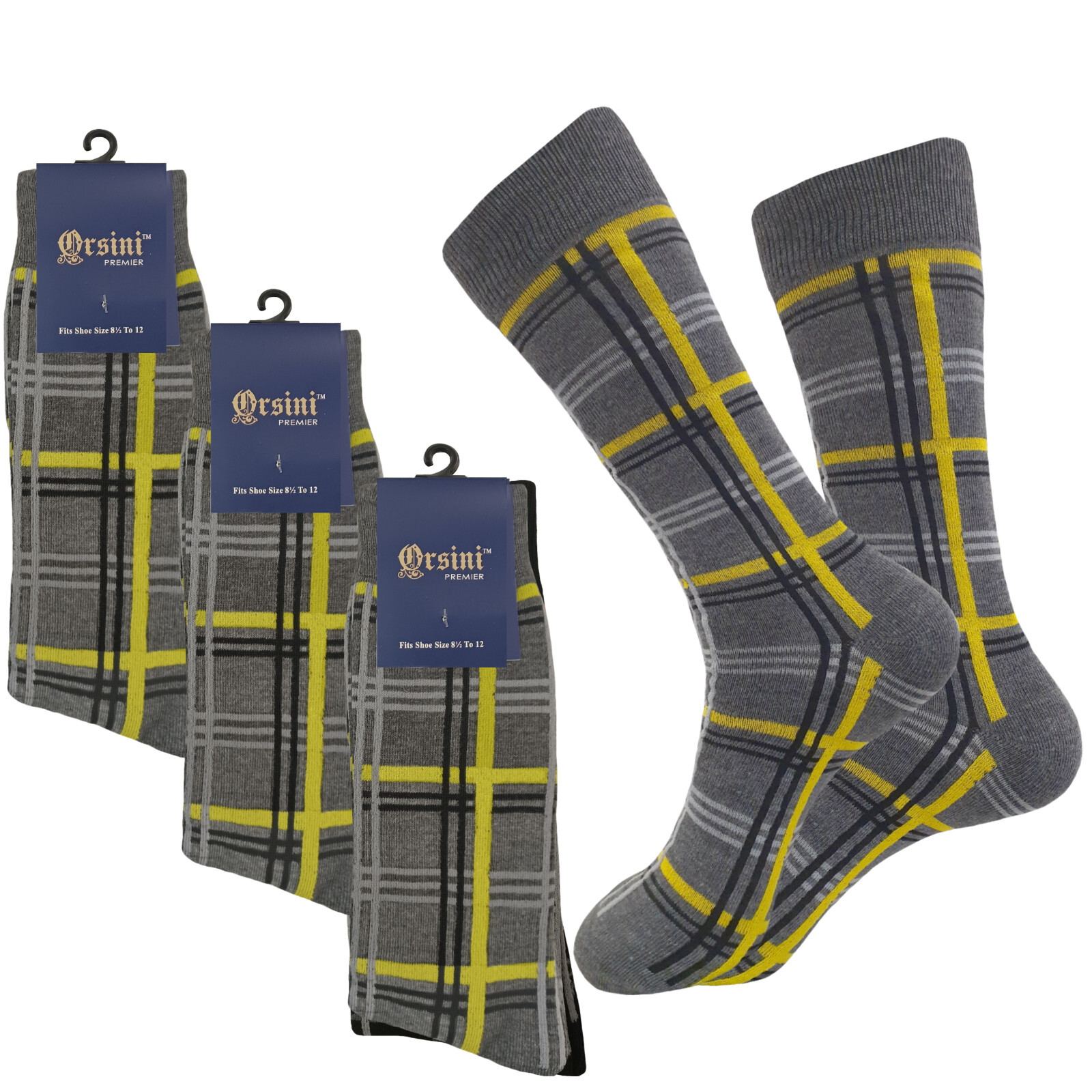 3-12 Pair Plaid Pattern First quality Multi color Men's COTTON Dress Socks 10-13