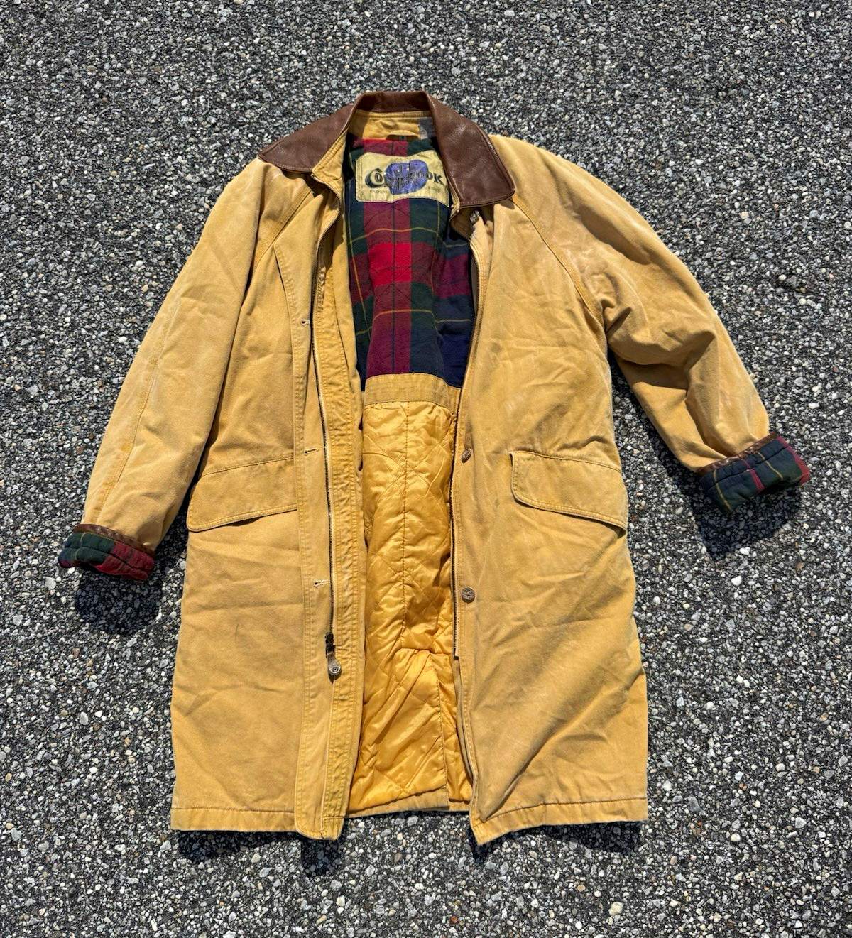 J.L. Colebrook Garment Washed Tan Cotton Canvas Lined Full Zip Coat M