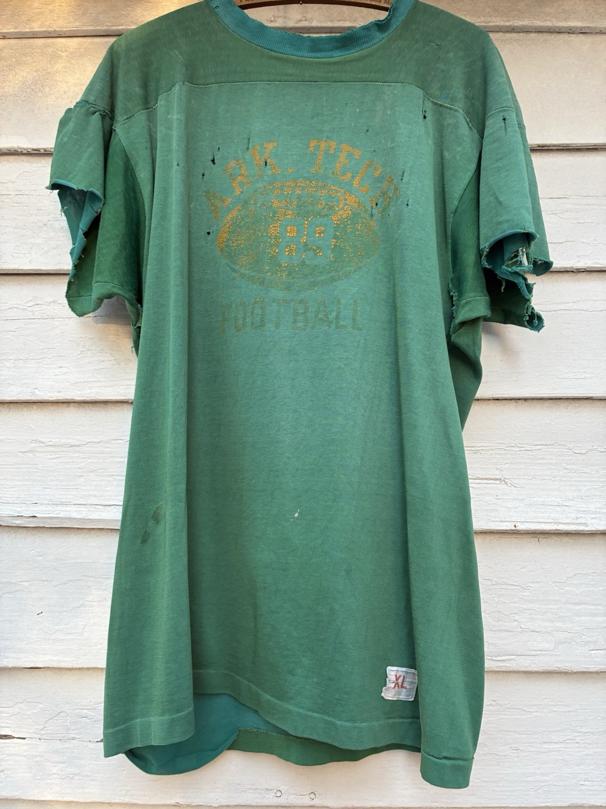 Vintage INSANE 1970s/80s Arkansas Sun Faded Distressed 3-4 Cut Sleeve Shirt XL