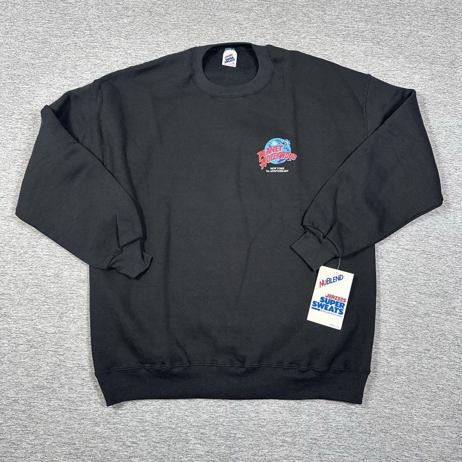 Vintage Planet Hollywood New York Sweatshirt Mens XL Black Jerzees USA Made NEW