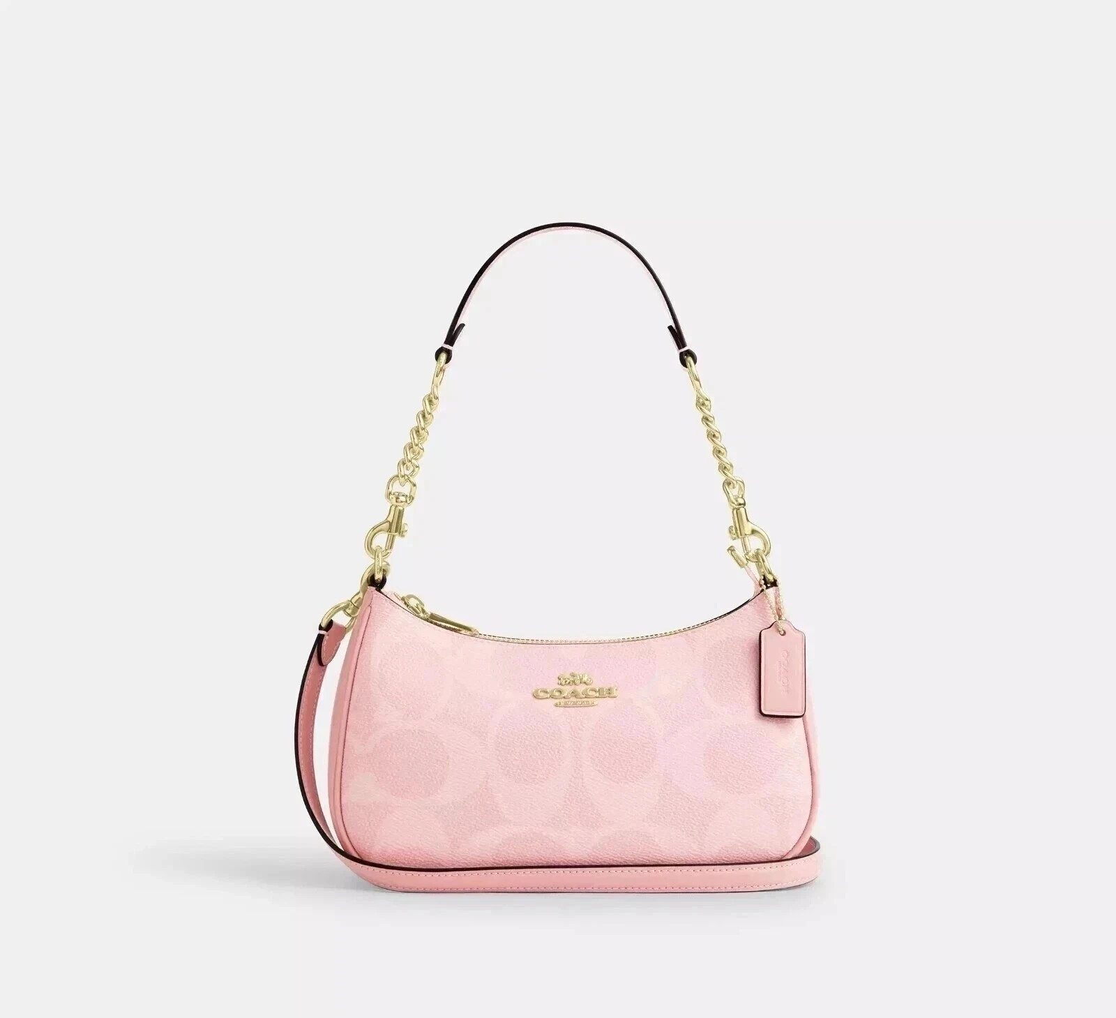 Coach Teri Shoulder Bag In Signature Canvas CAL51 Powder Pink NEW