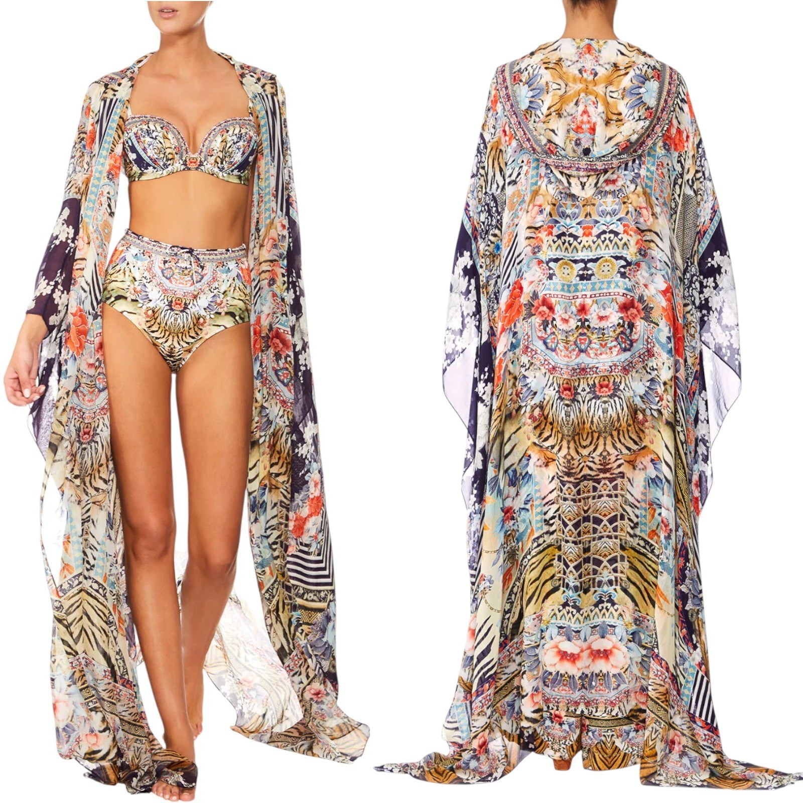 Camilla The Lonely Wild Robe One Size Silk Print Boho Luxe Cover Up Cardigan