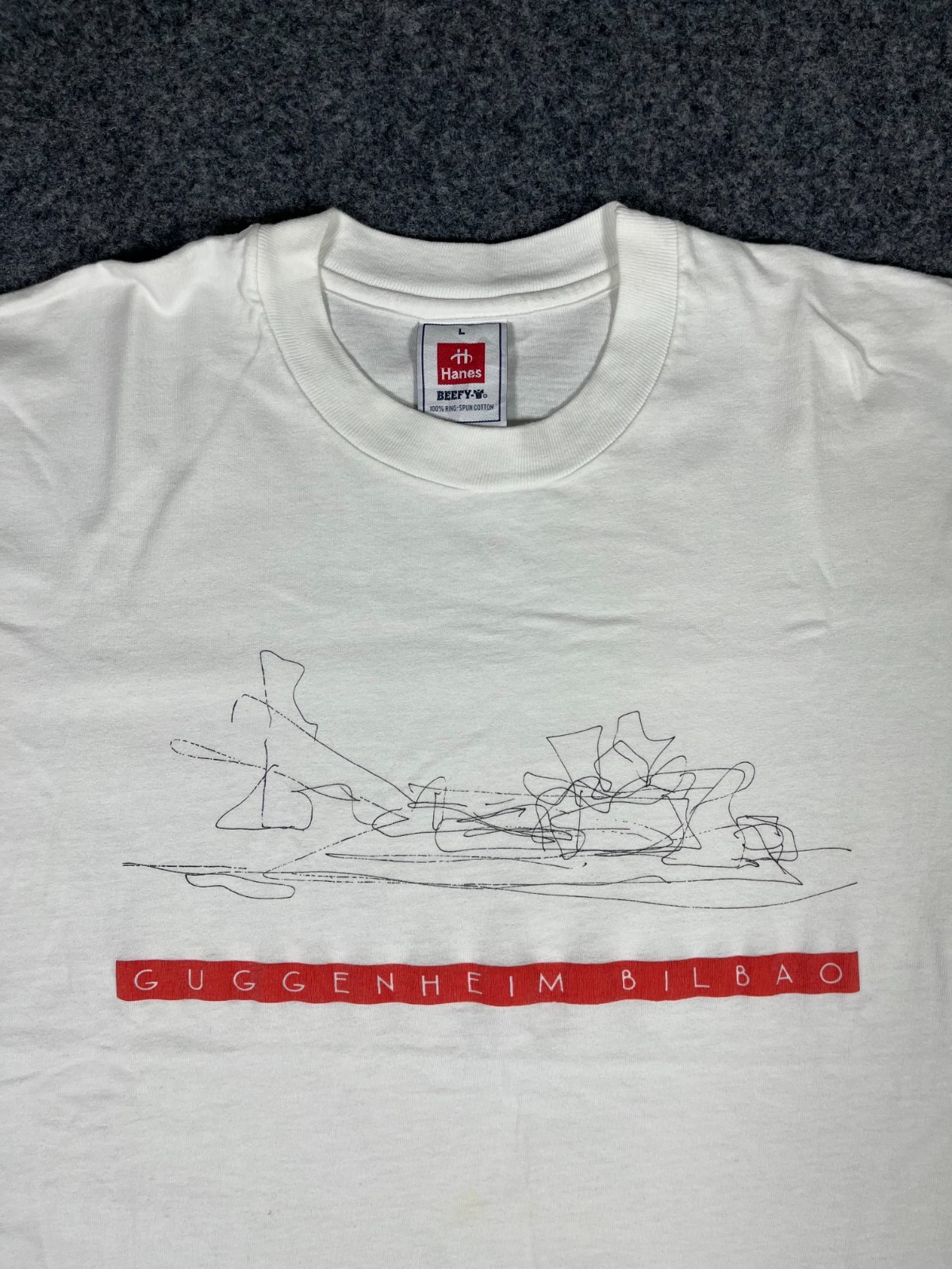 Vintage 90s Guggenheim Museum Bilbao Spain Frank Gehry Sketch T-Shirt L