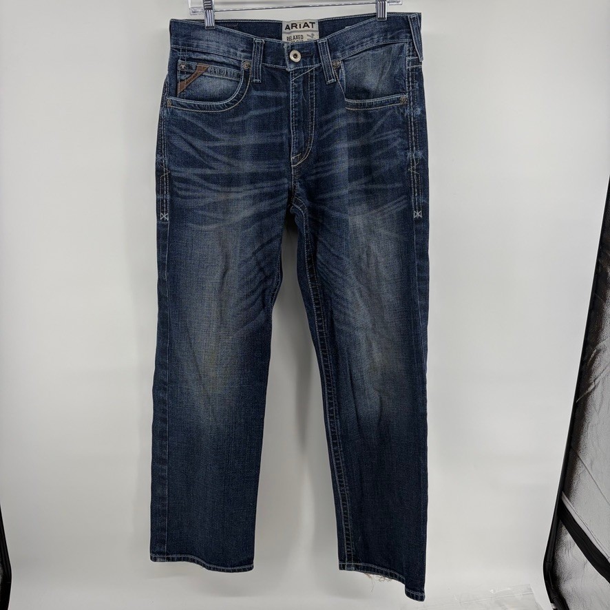 Ariat M4 Mens Relaxed Boot Cut Jeans Dark Wash Blue Denim 33x31