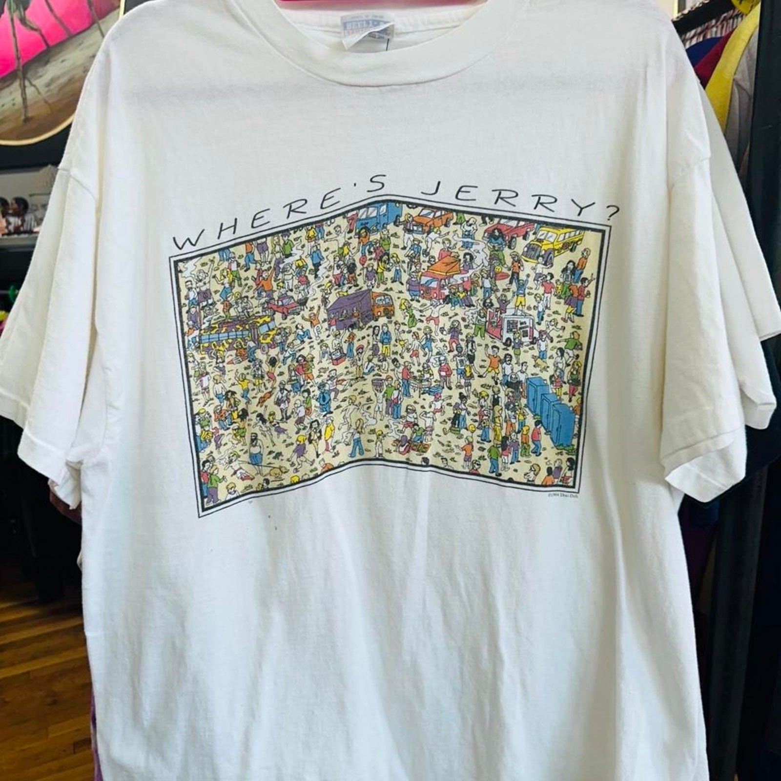 Vintage 1994 Where\'s Jerry Garcia T Shirt XL Grateful Dead Doo Dah Hanes USA 90s